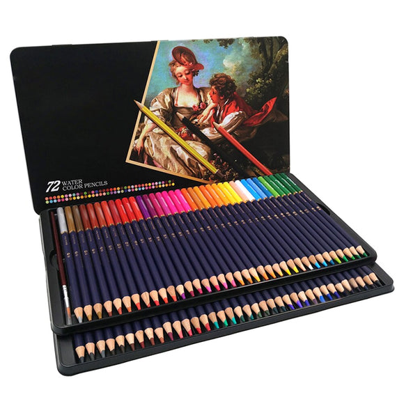 In Iron Box 72-Color Water-soluble Pencils Art Drawing Pencils Suitable for Coloring Mixing and Layering Waterproof Techniques