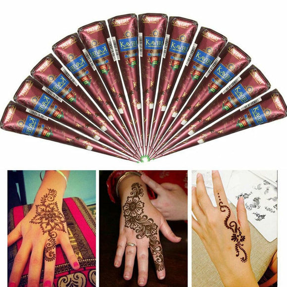 3 Colors DIT Tattoo Tools Natural Herbal Henna Cones Temporary Tattoo Body Art Paint Mehandi Ink Semi-permanent