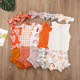 Baby Summer Clothing Newborn Infant Baby Girl Boy Costumes Clothes Sleeveless Floral Romper Shorts Outfits Set детская одежда