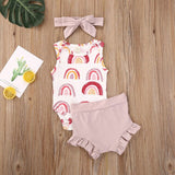 Baby Summer Clothing Newborn Infant Baby Girl Boy Costumes Clothes Sleeveless Floral Romper Shorts Outfits Set детская одежда