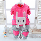 2017 Infant Clothes Toddler Children Spring Baby Girls Clothing Sets Rabbit Loves Patter T-shirt 2pcs Clothes Sets Girls Sets