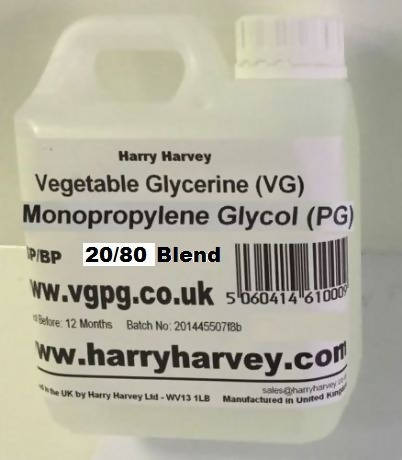 Vegetable Glycerine VG & MPG Propylene Glycol PG VGPG Blend Mix 20/80