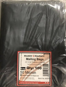 100 Grey Mailing Poly Bags 300mm x 250mm - 12” x 10” -  Harry Harvey
