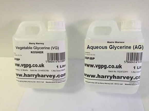 2 Litre Vegetable Glycerine VG & 2 Litres Aqueous (Aqua) Glycerine AG USP Grade