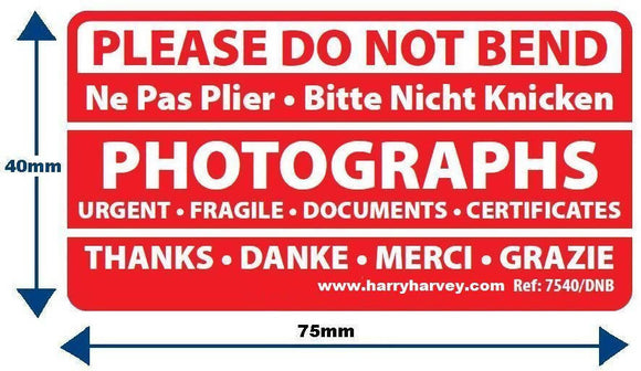 1000 Please Do Not Bend Stickers Labels Photographs Documents