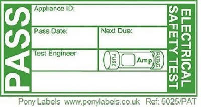 Electrical PAT Testing Labels - Green Pass - 1000 Per Roll