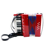 17 Key 8 Bass Accordion Instrument Small Accordion Educational Musical Instruments for Children Kids Gift Blue/Black/Red