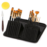 15 pcs/set Professional Oil Paint Brush Set with Canvas Bag Watercolor Acrylic Painting Brush Art Craft Long Wood Handle