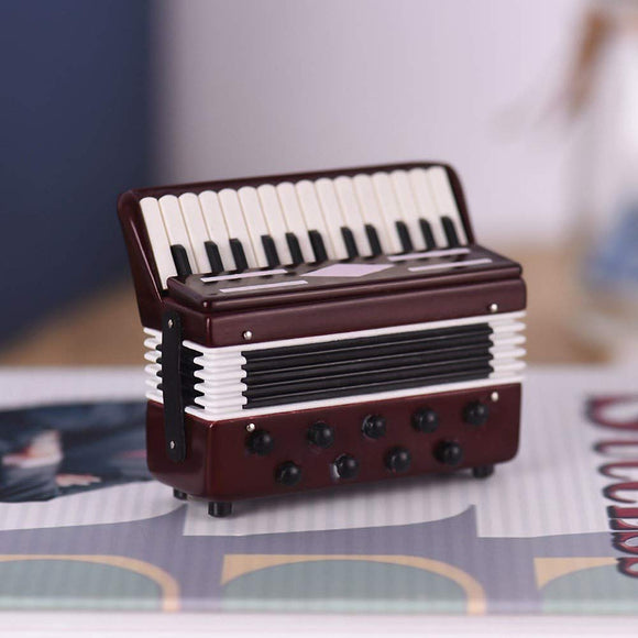 Mini Accordion Model Exquisite Desktop Music Instrument Decoration Ornaments Music Gift with Storage Case
