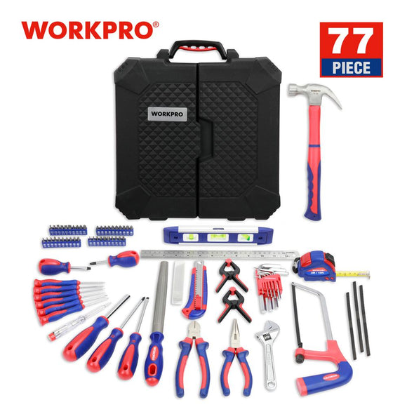 WORKPRO 77PC Tool Set for Home Repair Household Tool Kits Screwdrivers Pliers Scissor Knife Hammer 2019 New