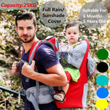 Breathable Newborn Baby Carrier Sling Wrap Infant Hip Seat Portable Baby Toddler Hiking Carrier Backpack with Raincover for 0-5Y