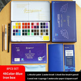 18/24/36/48 Colors Solid Water Color Paint Set Metal Iron Box Watercolor Painting Pigment Pocket Set For Drawing Art Supplies