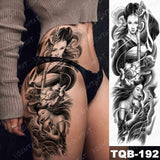 Large Arm Sleeve Tattoo Japanese Geisha Samurai Waterproof Temporary Tatto Sticker Gun Waist Leg Body Art Full Fake Tatoo Women
