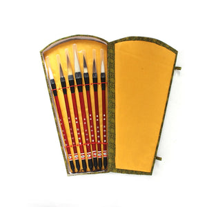 7PCS Chinese Calligraphy Brush Pen add Storage Box Wool Hair Painting Brushes Set for School Darwing Art Supplies